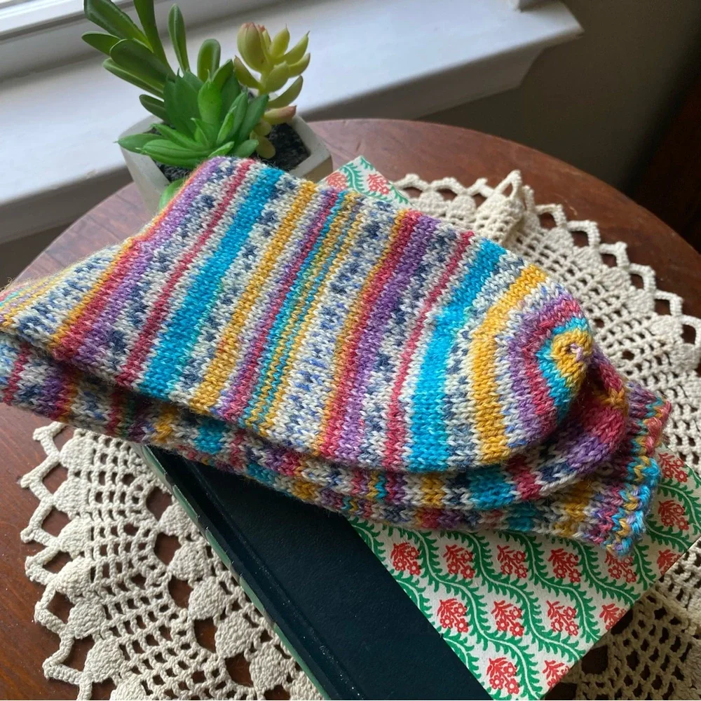 🆕 Multicolor Striped Womans Wool Blend Socks NEW